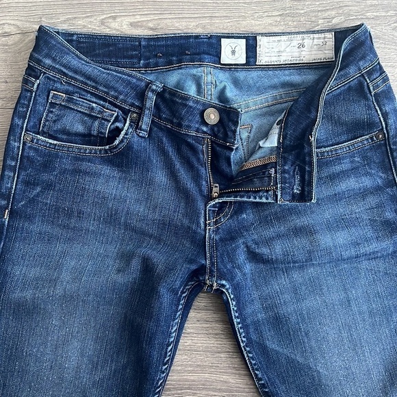 ALLSAINTS Spitalfields Low Rise Skinny Jeans Dark Blue Wash Distressed Womens 26 - Picture 4 of 11